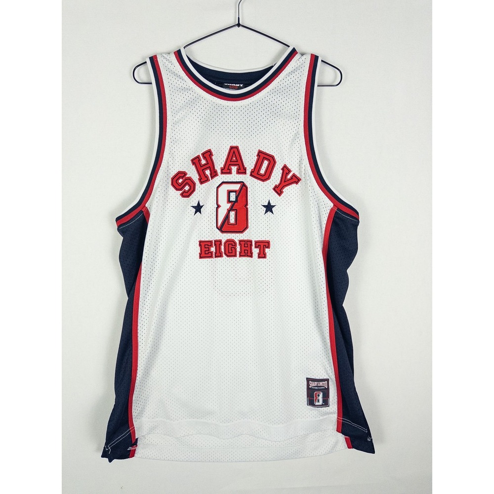 Y2K Shady Ltd Eminem 8 Mile Basketball Jersey Mens M White Streetwear Hip Hop